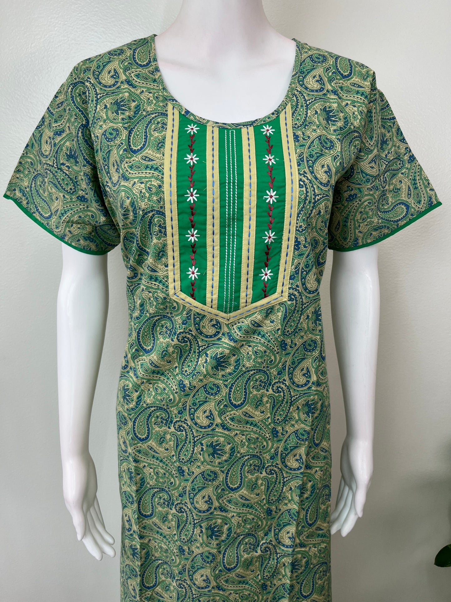 Green Elegant Emroidery 100% Cotton Nighty
