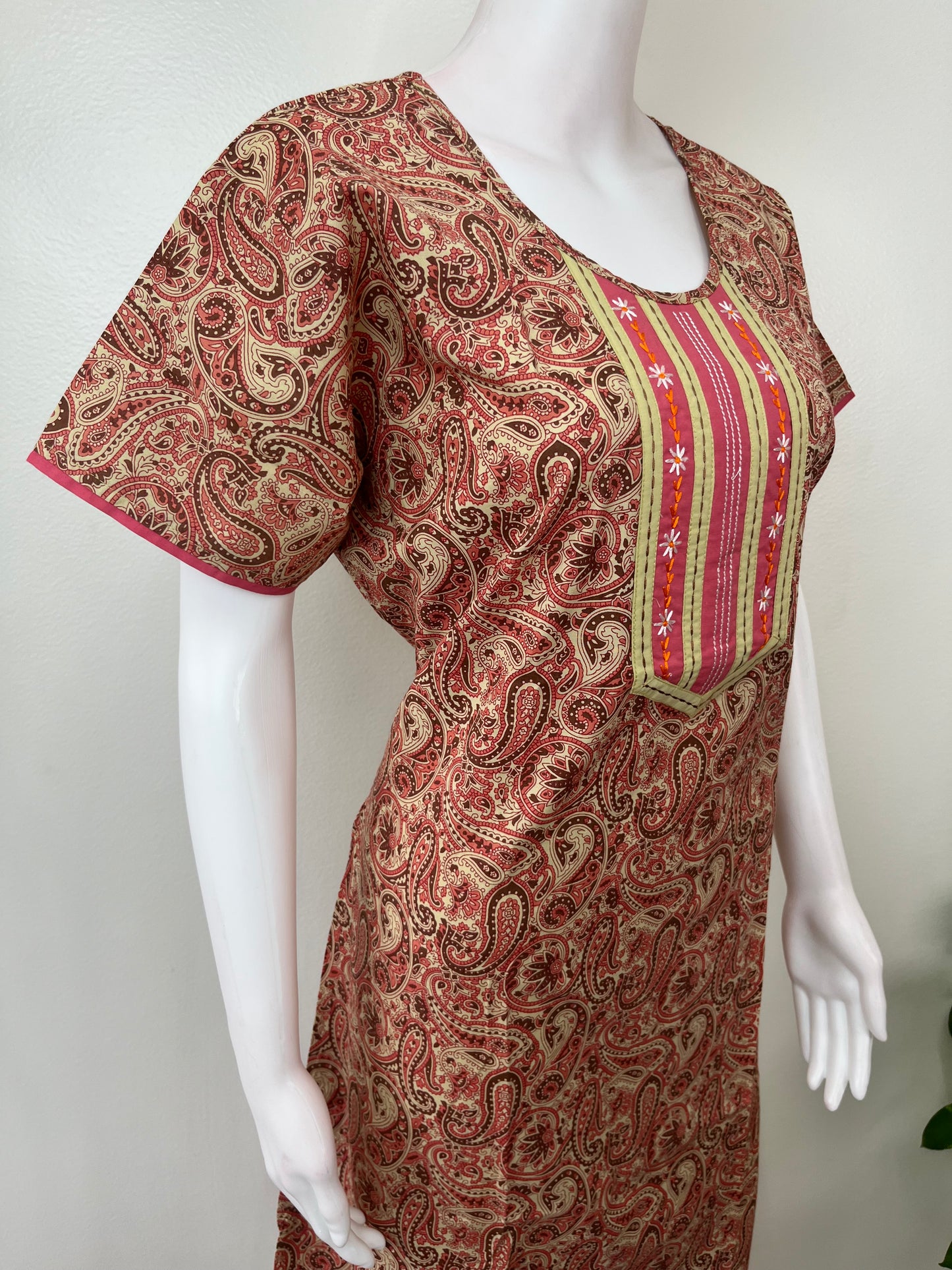 Maroon Printed 100% Cotton Nighty
