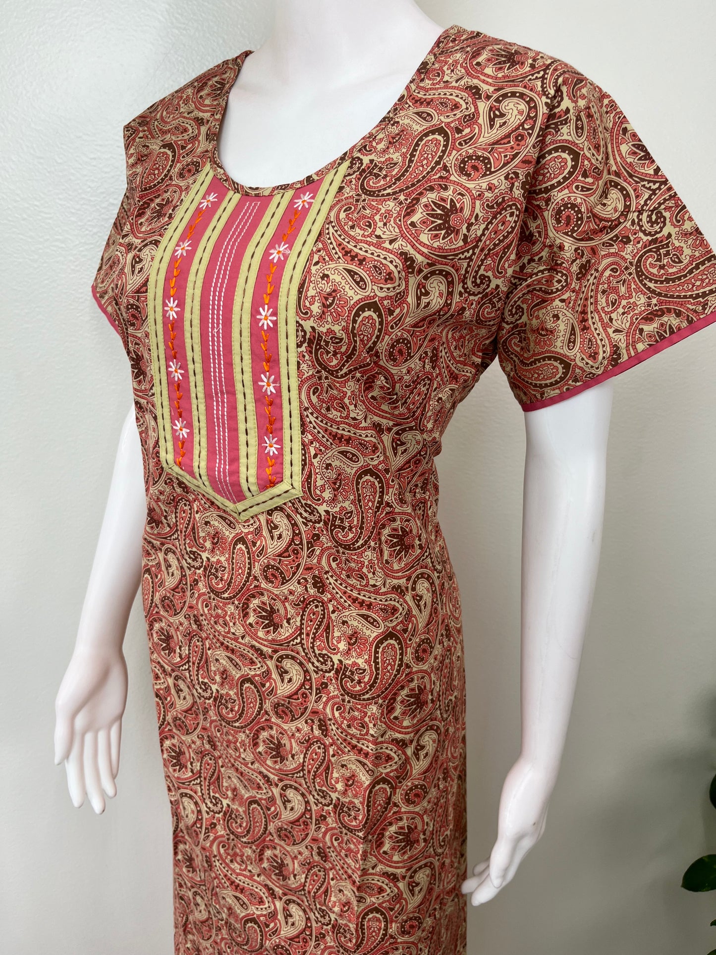 Maroon Printed 100% Cotton Nighty