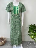 Green Elegant Emroidery 100% Cotton Nighty