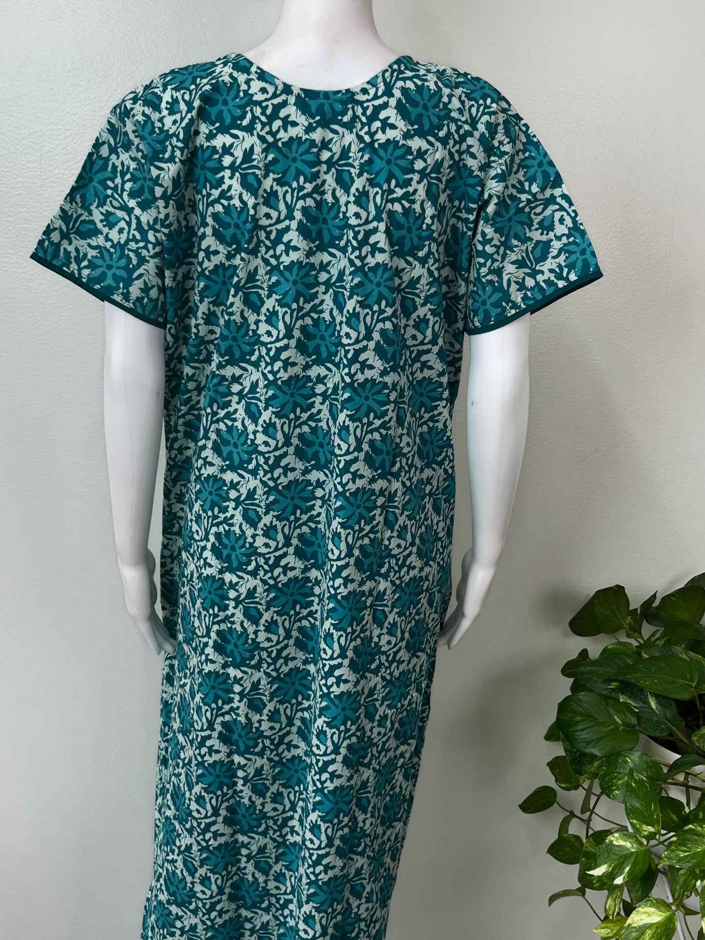 Teal A-Line Pure Cotton Nighty