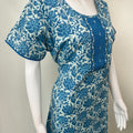 Blue Pure Cotton Embroidered Nighty