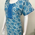 Blue Pure Cotton Embroidered Nighty