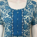 Blue Pure Cotton Embroidered Nighty