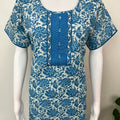 Blue Pure Cotton Embroidered Nighty