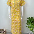 Yellow A-Line Pattern Pure Cotton Nighty