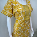 Yellow A-Line Pattern Pure Cotton Nighty