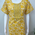 Yellow A-Line Pattern Pure Cotton Nighty