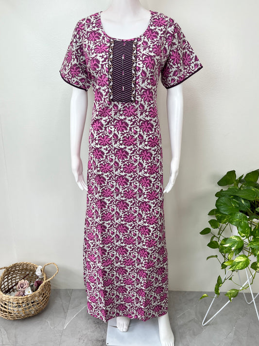 Pink 100% Cotton Women's Nighty
