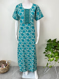 Teal A-Line Pure Cotton Nighty