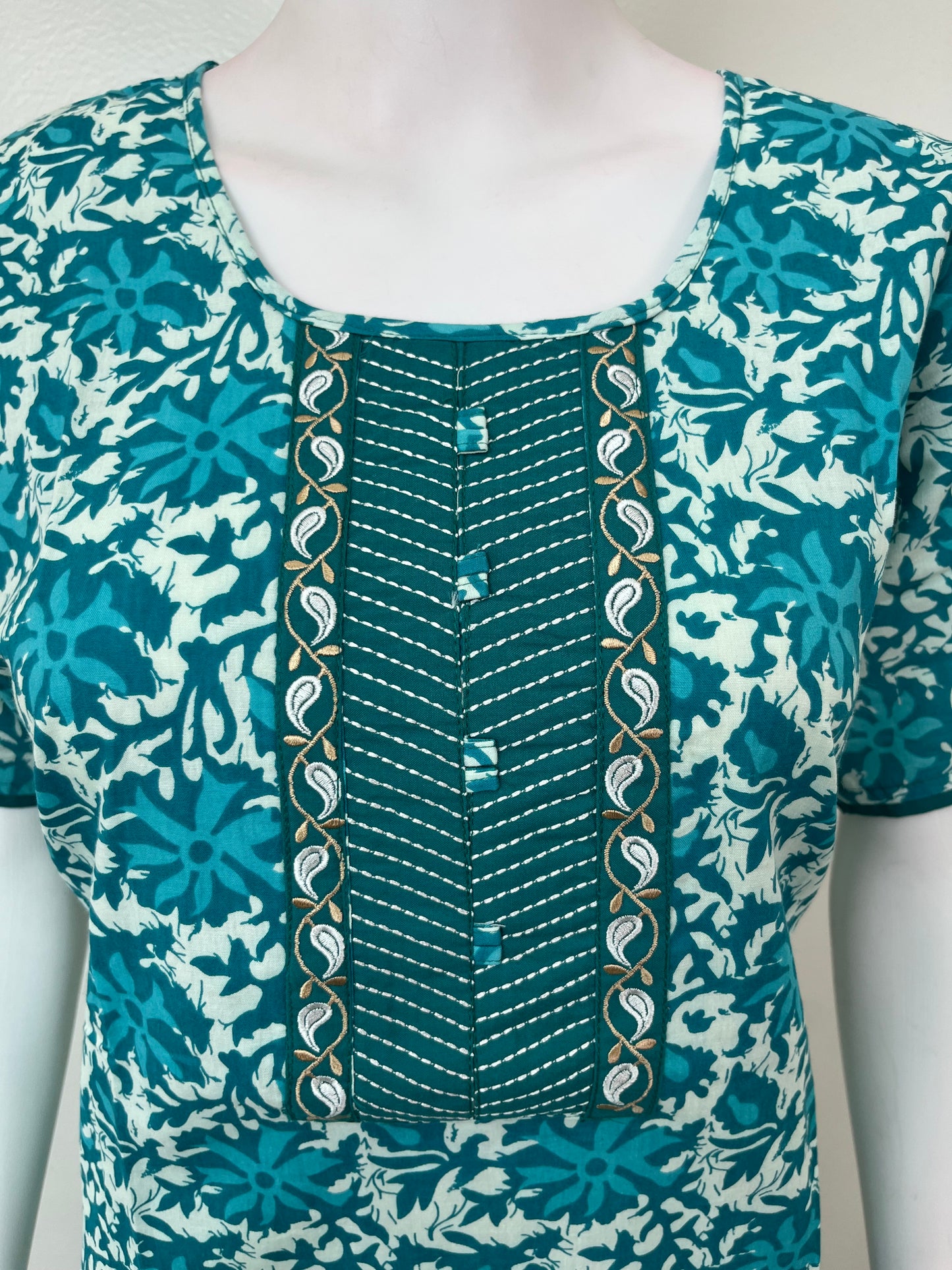 Teal A-Line Pure Cotton Nighty