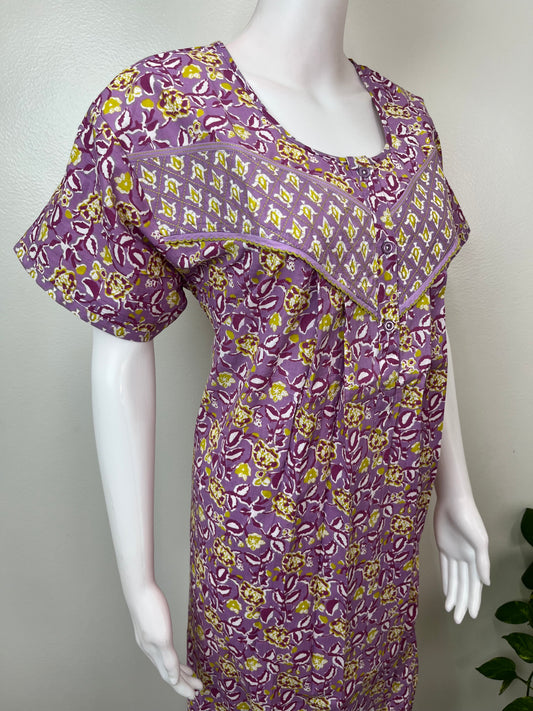 Purple 100% Cotton Nighty Elegant & Breathable