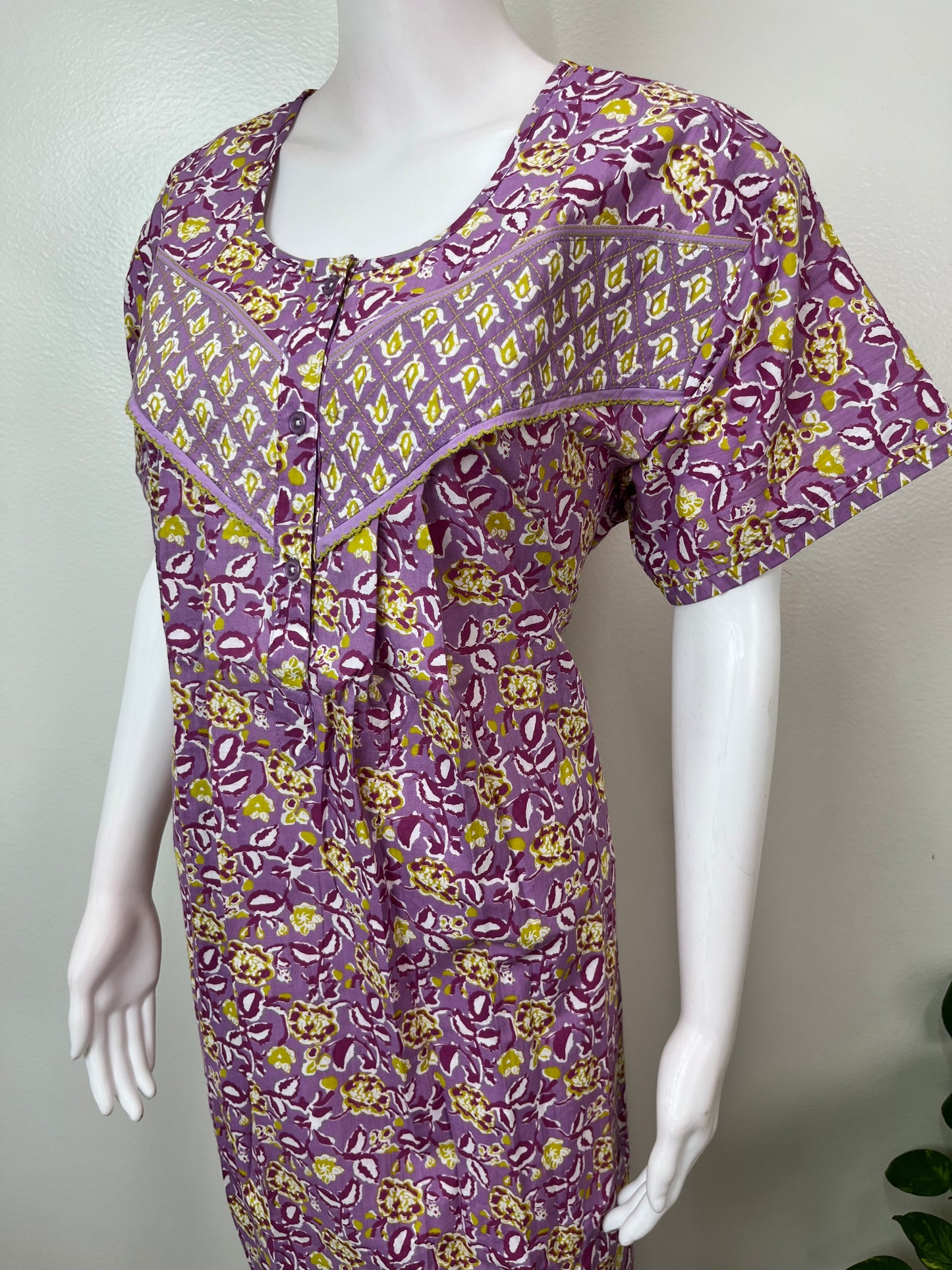 Purple 100% Cotton Nighty Elegant & Breathable