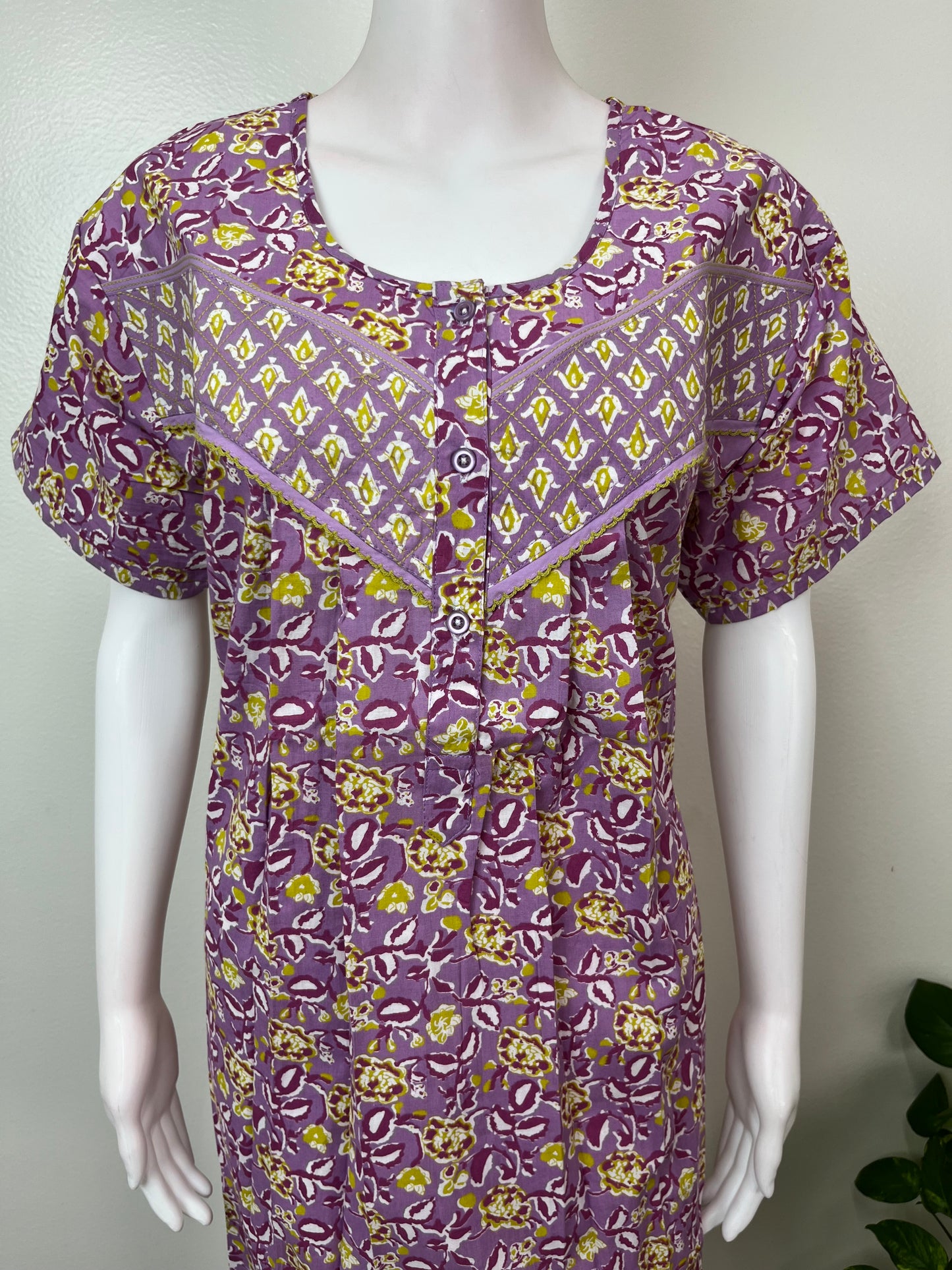 Purple 100% Cotton Nighty Elegant & Breathable