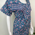 Navy Blue 100% Cotton Nightgown for Women