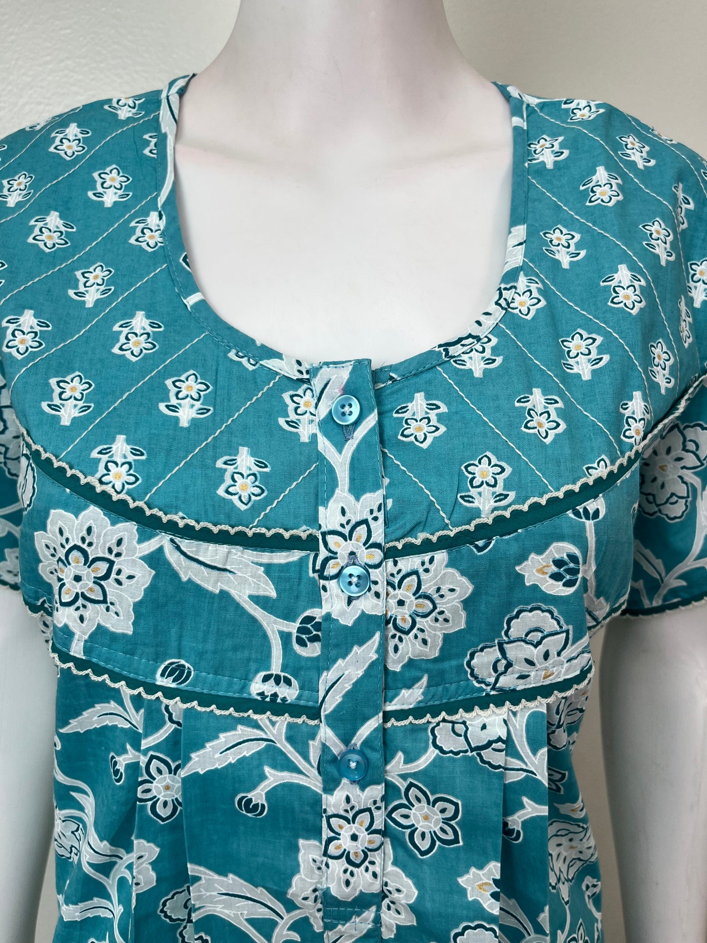 Sky Blue Pure Cotton Nighty Elegant & Comfortable