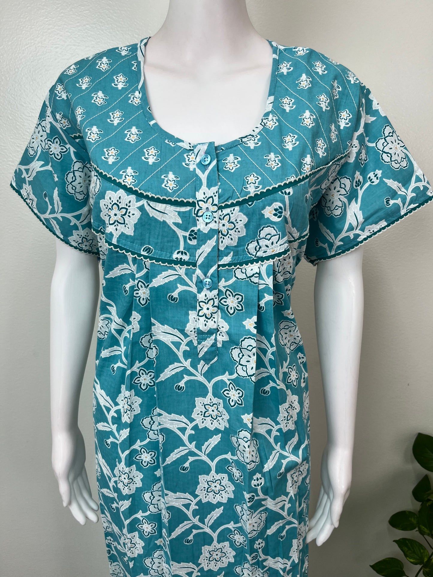 Sky Blue Pure Cotton Nighty Elegant & Comfortable