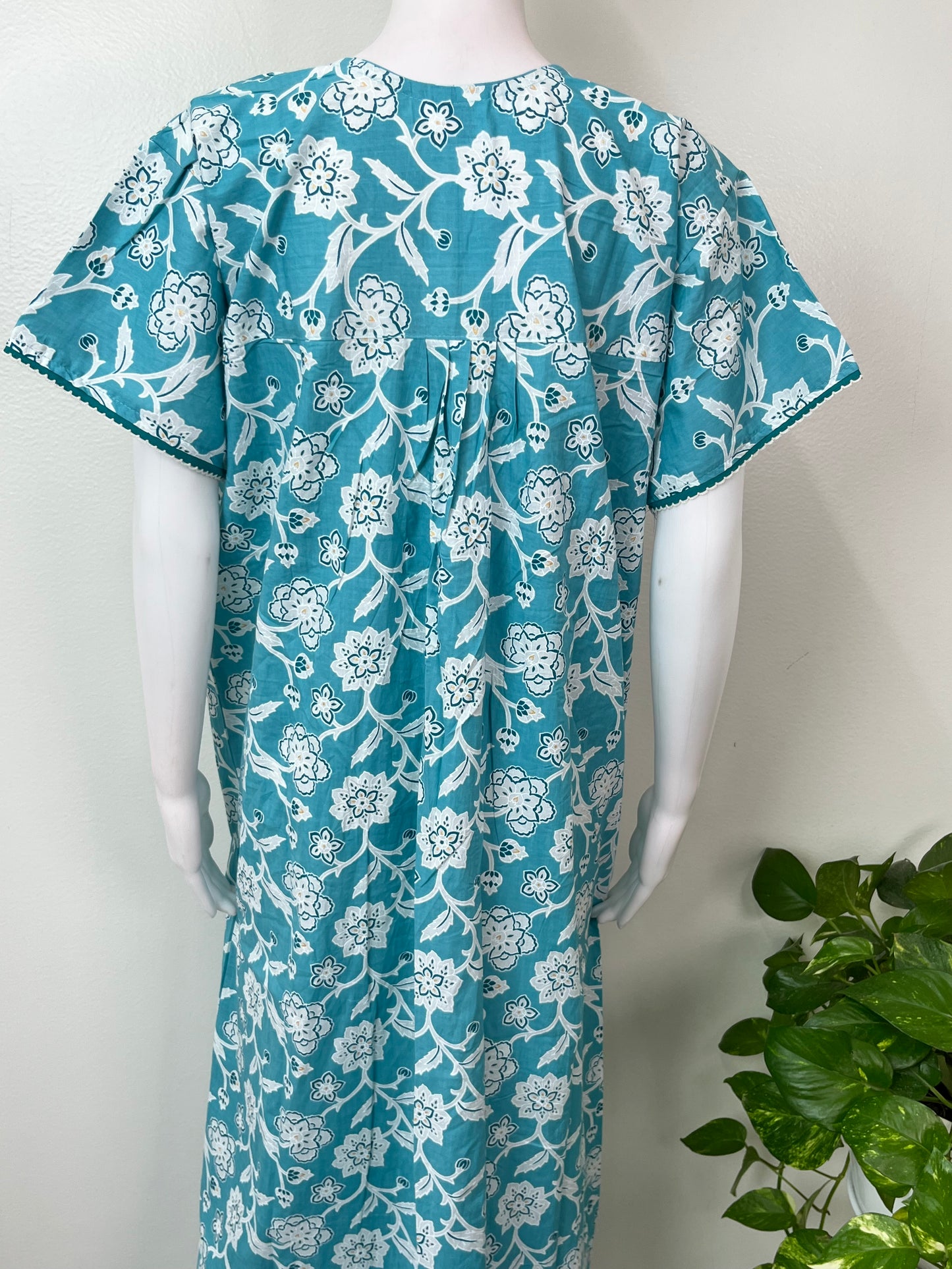 Sky Blue Pure Cotton Nighty Elegant & Comfortable