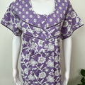Lavender Pleated Style 100% Cotton Nighty