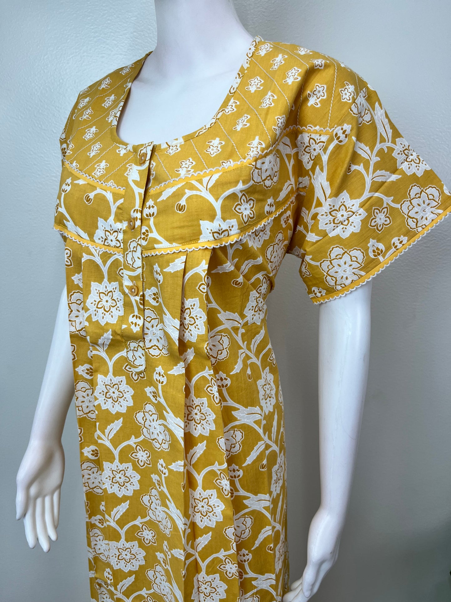 Yellow Floral Pure Cotton Nightgown