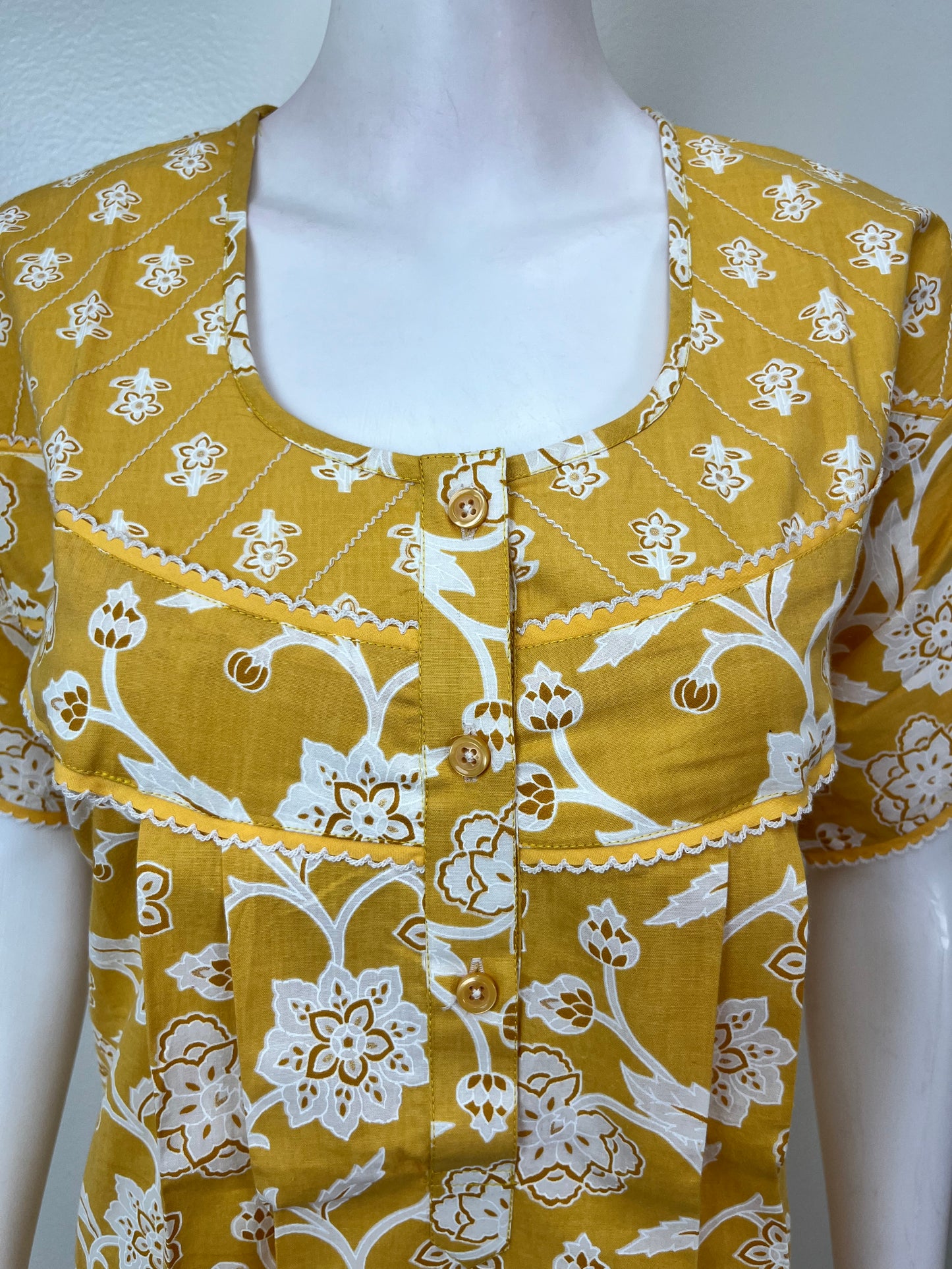 Yellow Floral Pure Cotton Nightgown