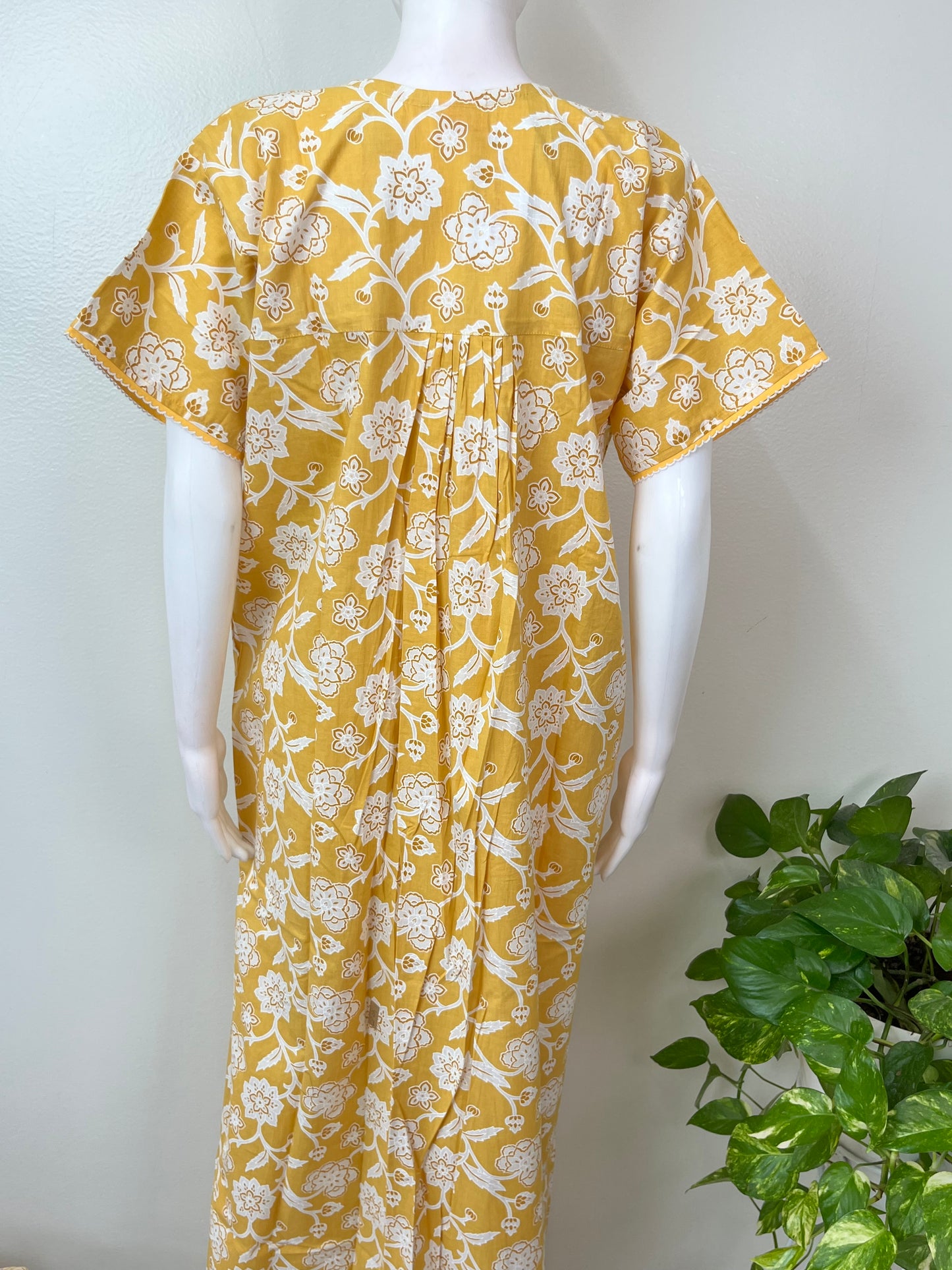 Yellow Floral Pure Cotton Nightgown