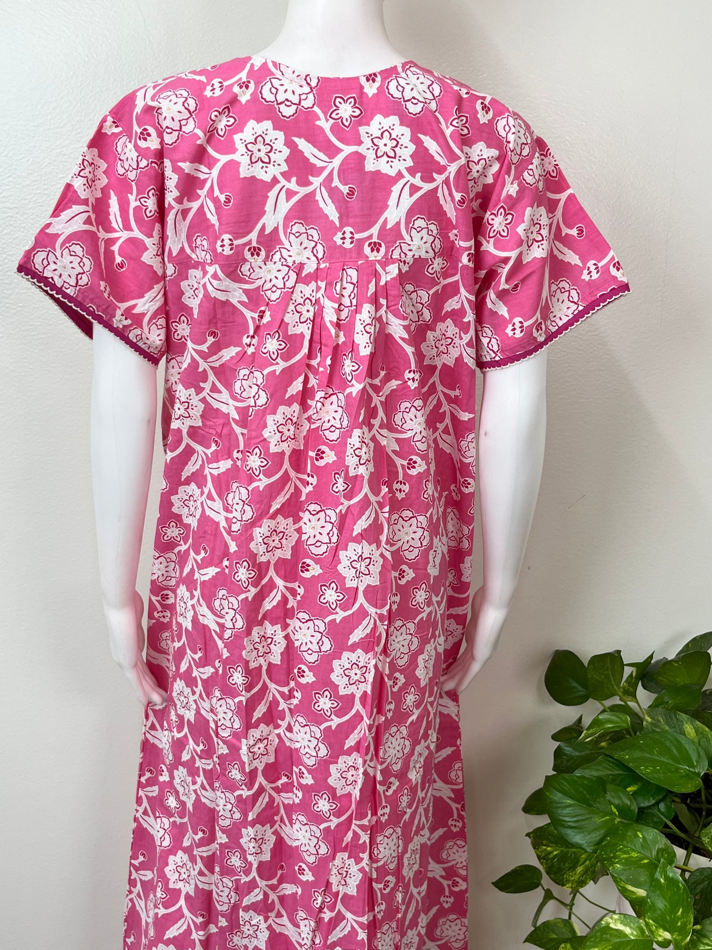 Pink Floral Pure Cotton Women's Nightgown