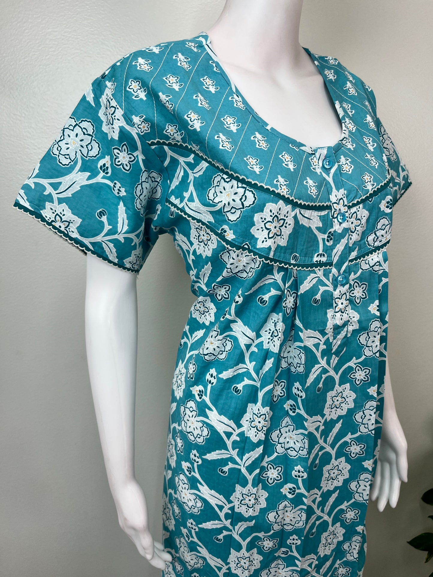 Sky Blue Pure Cotton Nighty Elegant & Comfortable