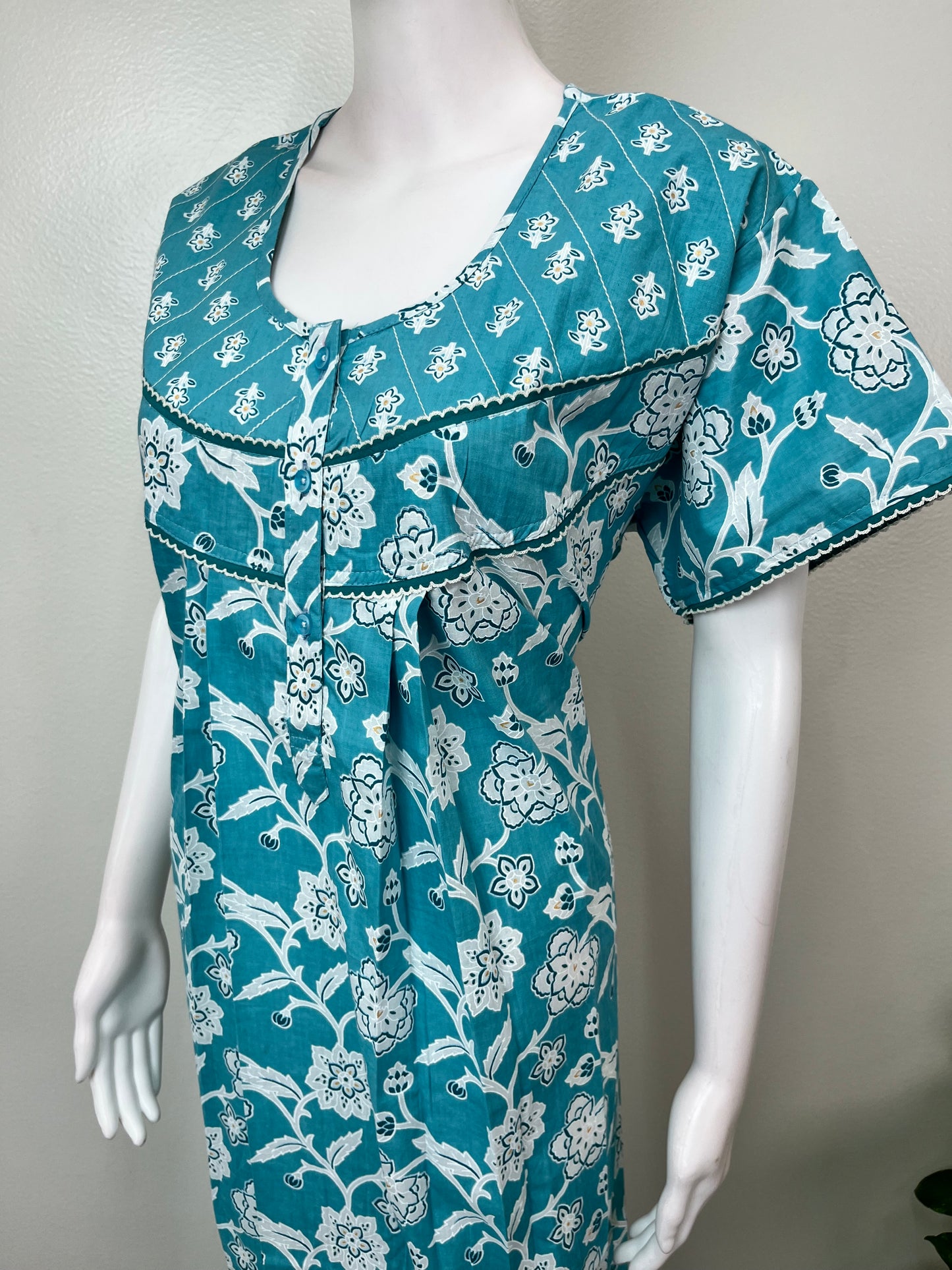 Sky Blue Pure Cotton Nighty Elegant & Comfortable