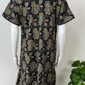Navy Blue Embroidered Pure Cotton Nightgown