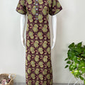 Wine Floral Printed 100% Cotton Nighty