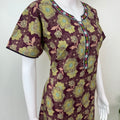 Wine Floral Printed 100% Cotton Nighty