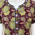 Wine Floral Printed 100% Cotton Nighty