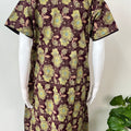 Wine Floral Printed 100% Cotton Nighty