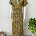 Mustard A-Line Pattern 100% Cotton Nighty