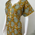Mustard A-Line Pattern 100% Cotton Nighty