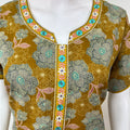 Mustard A-Line Pattern 100% Cotton Nighty