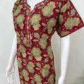 Maroon Printed 100% Cotton Nighty