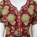 Maroon Printed 100% Cotton Nighty