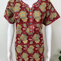 Maroon Printed 100% Cotton Nighty