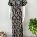 Navy Blue Embroidered Pure Cotton Nightgown