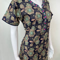 Navy Blue Embroidered Pure Cotton Nightgown