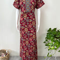 Maroon Floral Printed 100% Cotton Nightgown