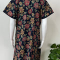 Navy Blue Floral Printed 100% Cotton Nightgown