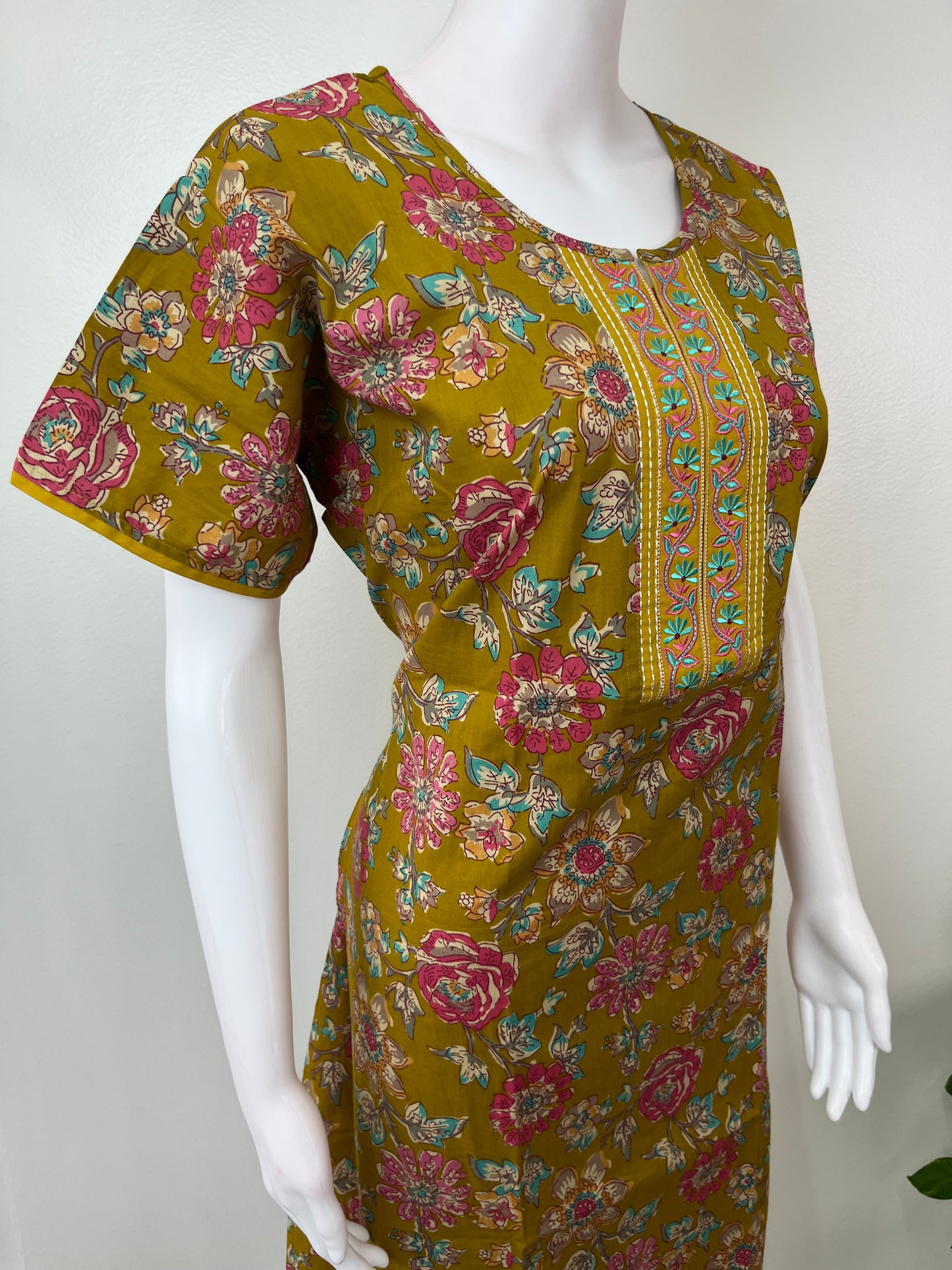 Mustard 100% Cotton Nighty for Women