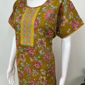 Mustard 100% Cotton Nighty for Women