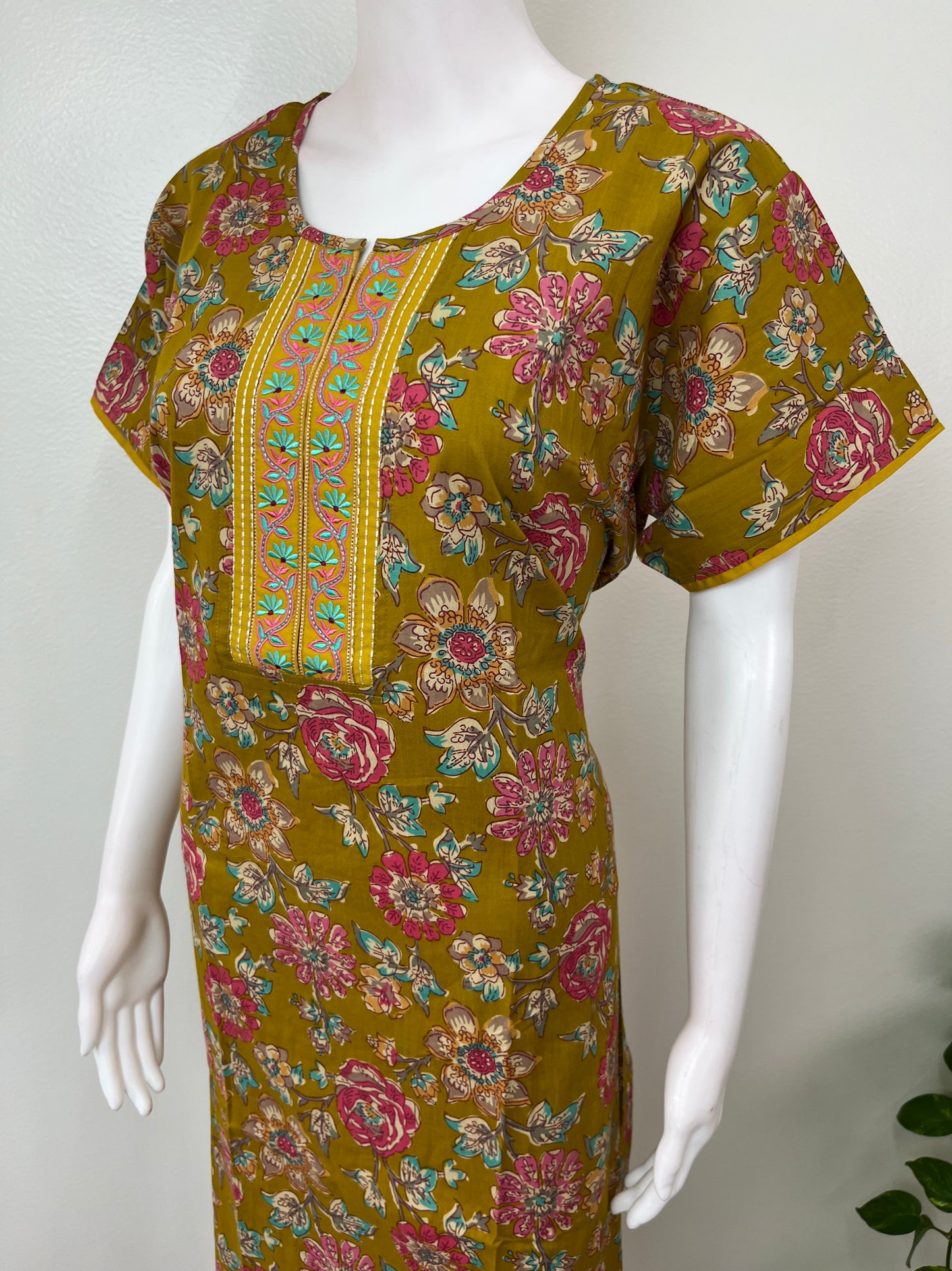 Mustard 100% Cotton Nighty for Women