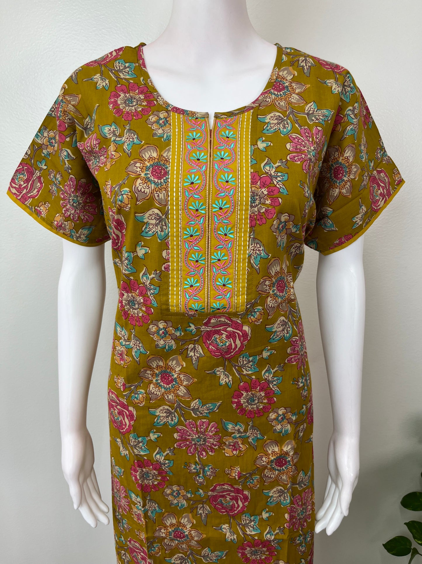 Mustard 100% Cotton Nighty for Women