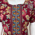 Maroon Floral Printed 100% Cotton Nightgown