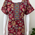 Maroon Floral Printed 100% Cotton Nightgown
